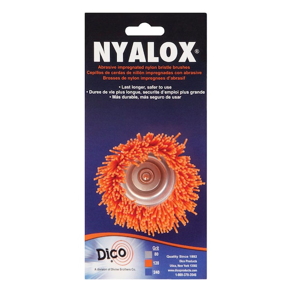Dico Nyalox 2.5 in. D X 1/4 in. X 1/4 in. D Crimped Nylon Mandrel Mounted Cup Brush 4500 rpm 1 pc 541-780-2-1/2 - main